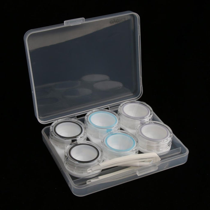 3 Pairs Portable Plastic Clear Contact Lens Boxes Travel Soaking Storage Case Remover Stick Tweezers Kit