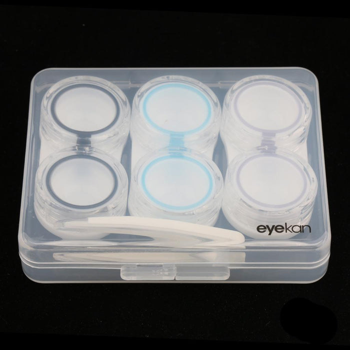 3 Pairs Portable Plastic Clear Contact Lens Boxes Travel Soaking Storage Case Remover Stick Tweezers Kit