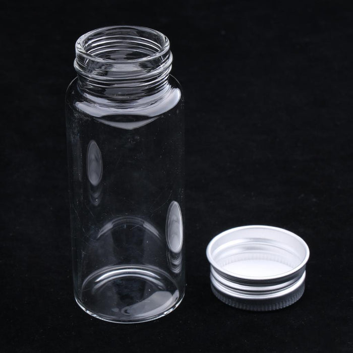 Crofta 10x High Borosilicate Sample Vials Clear Glass Bottles wit Aluminum Cap 65ml