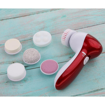 Crofta Waterproof Facial Cleansing Brush and Massager with 5 Brush Heads for Deep Cleansing, Exfoliating, Removing Blackhead and Massaging