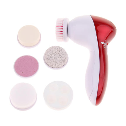 Crofta Waterproof Facial Cleansing Brush and Massager with 5 Brush Heads for Deep Cleansing, Exfoliating, Removing Blackhead and Massaging