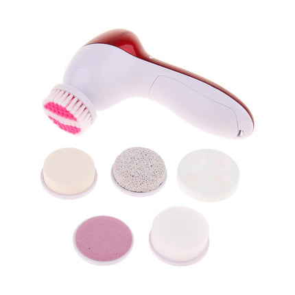 Crofta Waterproof Facial Cleansing Brush and Massager with 5 Brush Heads for Deep Cleansing, Exfoliating, Removing Blackhead and Massaging