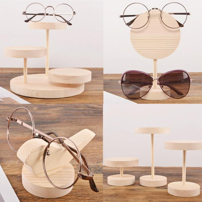 Crofta Wood Sunglasses Eyeglass Rack Display Stand Holder Organizer Shelf 7.5cm