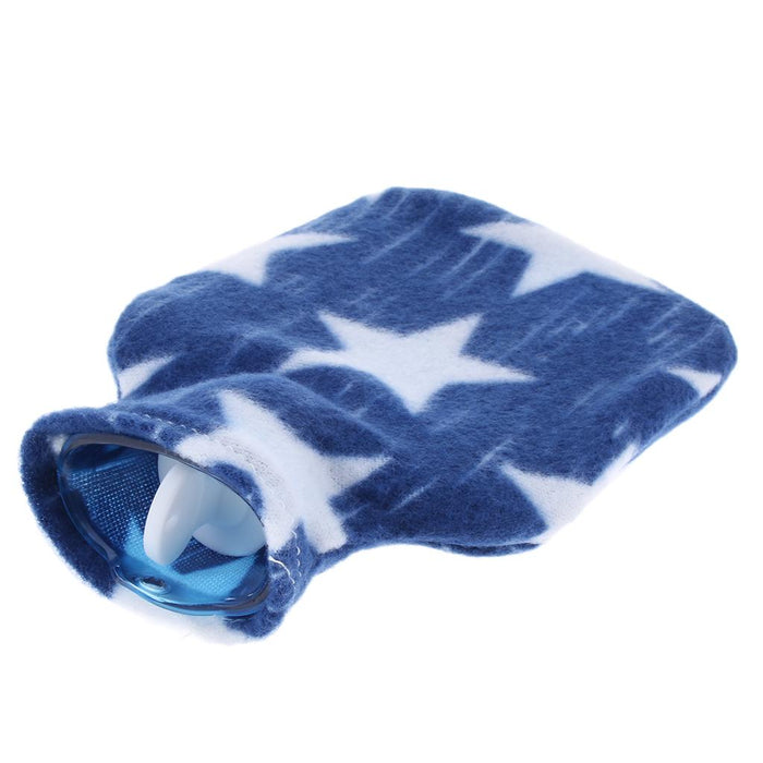 Crofta Mini 250ml Hot Water Bottle Bag with Soft Cloth Cover and Screw Top Blue