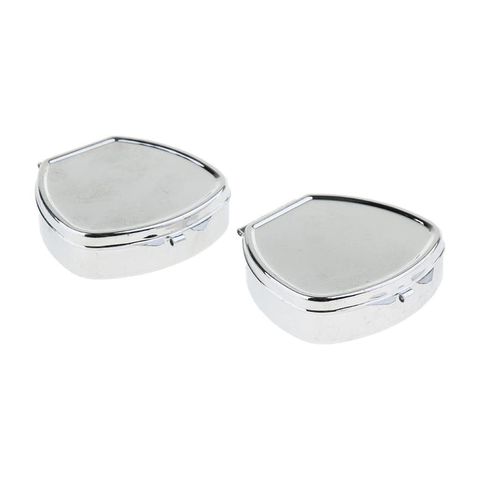 Crofta 2 PCS Mini Travel Metal Pill Box Medicine Organizer Container Storage Box 03