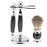 Crofta 1 Set Safety Shaving Kits Razors Shaving Brush Alloy Stand Holder Black