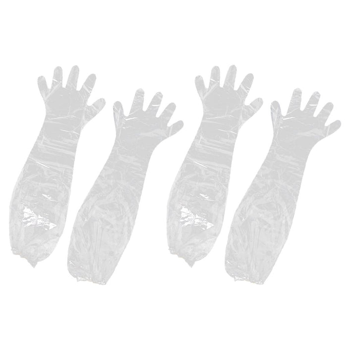 Crofta 2 Pairs Clear Plastic Disposable Long Arm Gloves For Women Men Waterproof