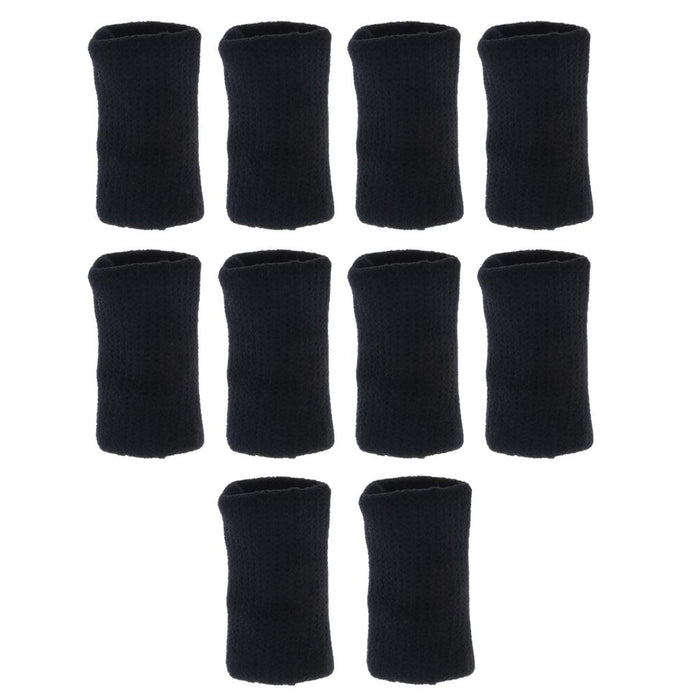 Crofta 10 Pieces Sports Elastic Finger Brace Splint Sleeves Support Protector Black