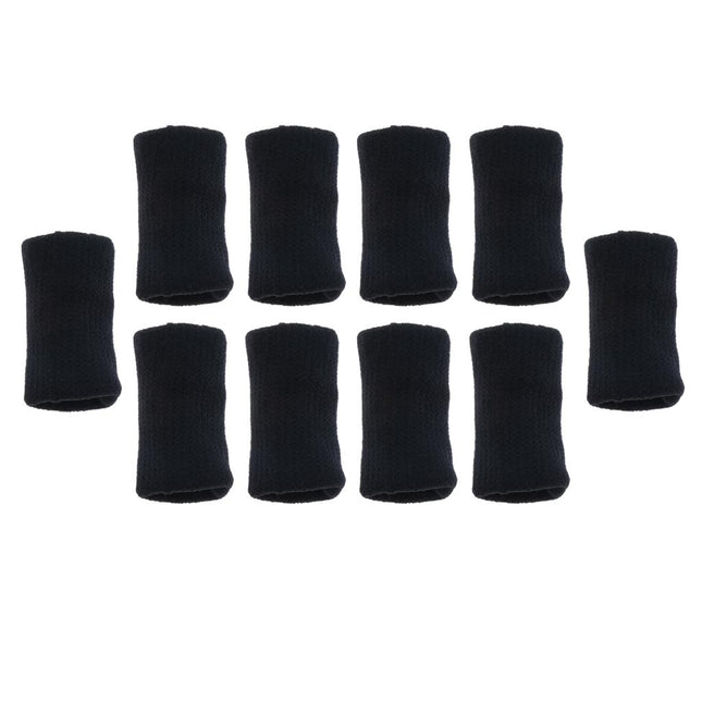 Crofta 10 Pieces Sports Elastic Finger Brace Splint Sleeves Support Protector Black