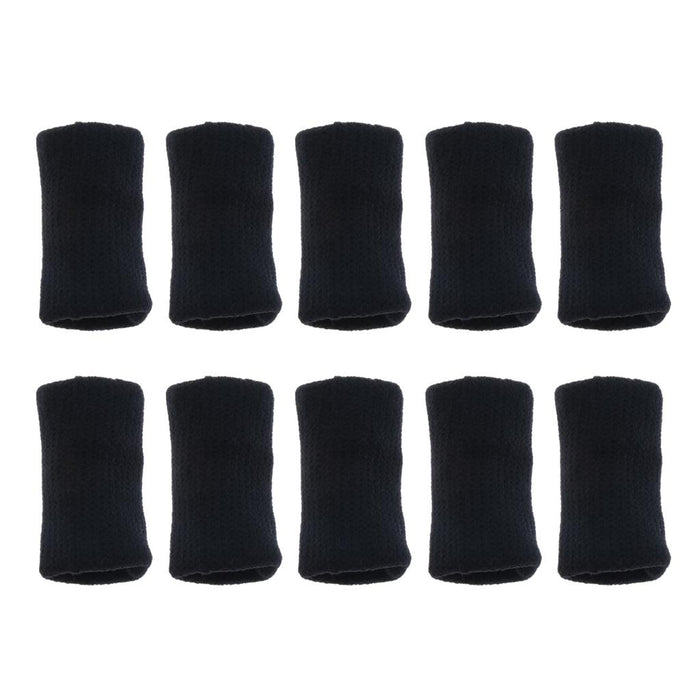 Crofta 10 Pieces Sports Elastic Finger Brace Splint Sleeves Support Protector Black