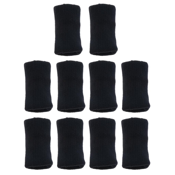 Crofta 10 Pieces Sports Elastic Finger Brace Splint Sleeves Support Protector Black