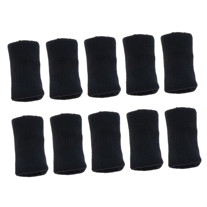 Crofta 10 Pieces Sports Elastic Finger Brace Splint Sleeves Support Protector Black