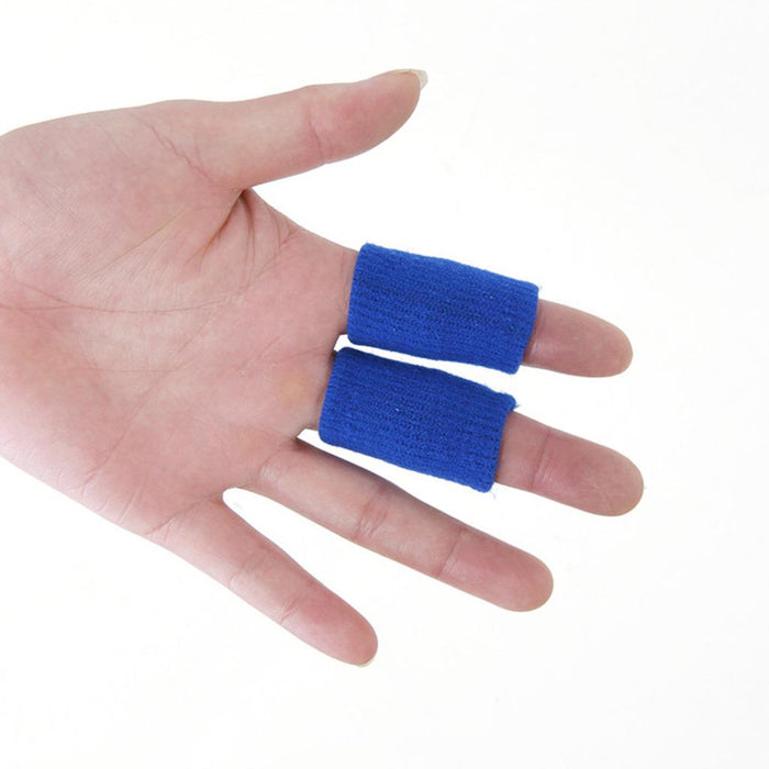 Crofta 10 Pieces Sports Elastic Finger Brace Splint Sleeves Support Protector Blue