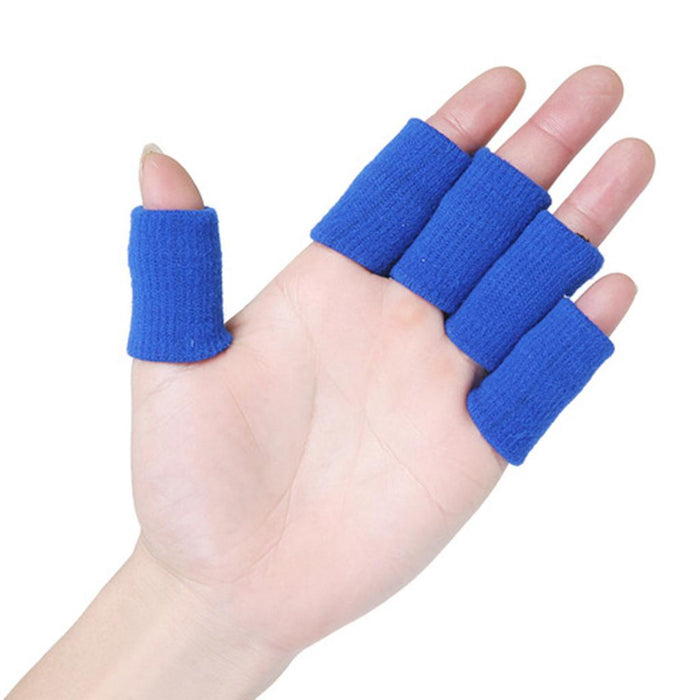 Crofta 10 Pieces Sports Elastic Finger Brace Splint Sleeves Support Protector Blue