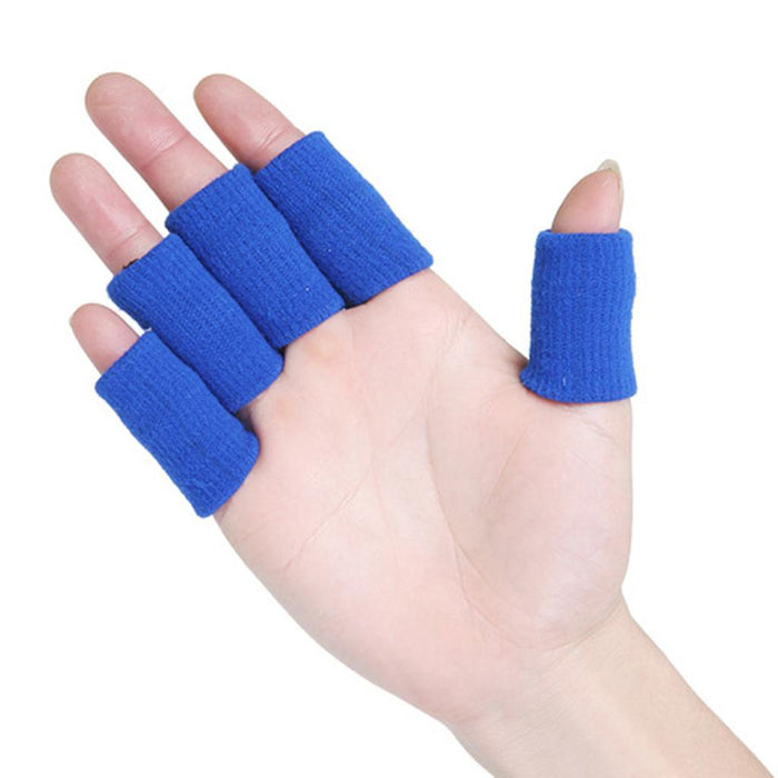 Crofta 10 Pieces Sports Elastic Finger Brace Splint Sleeves Support Protector Blue