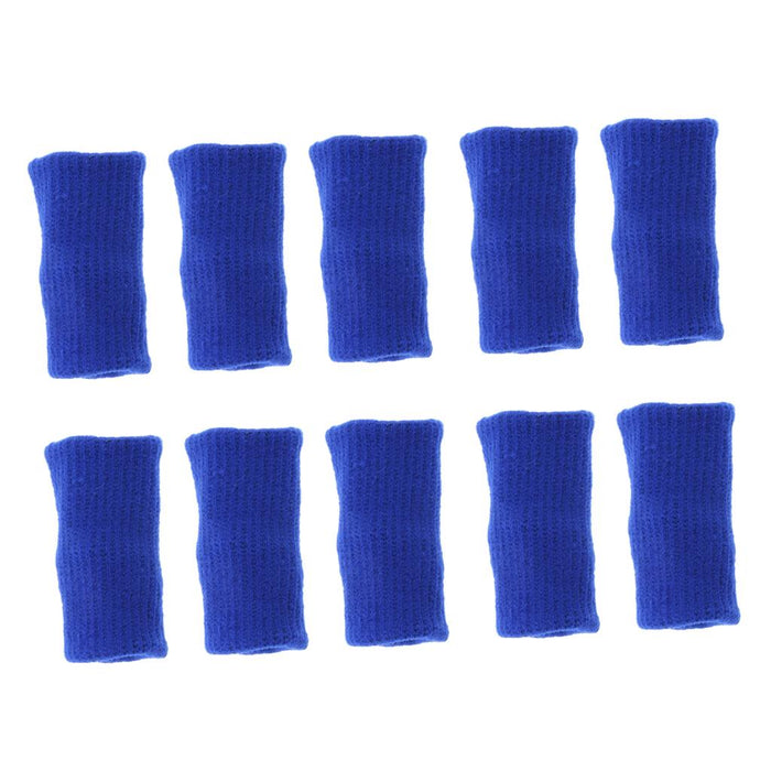 Crofta 10 Pieces Sports Elastic Finger Brace Splint Sleeves Support Protector Blue