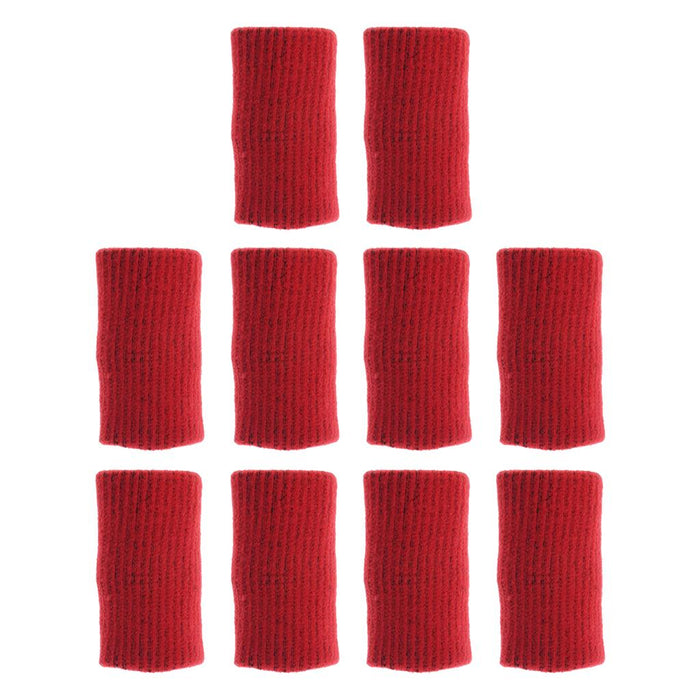 Crofta 10 Pieces Sports Elastic Finger Brace Splint Sleeves Support Protector Red