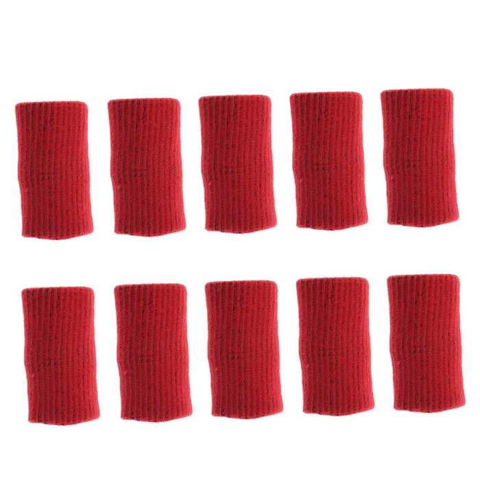 Crofta 10 Pieces Sports Elastic Finger Brace Splint Sleeves Support Protector Red