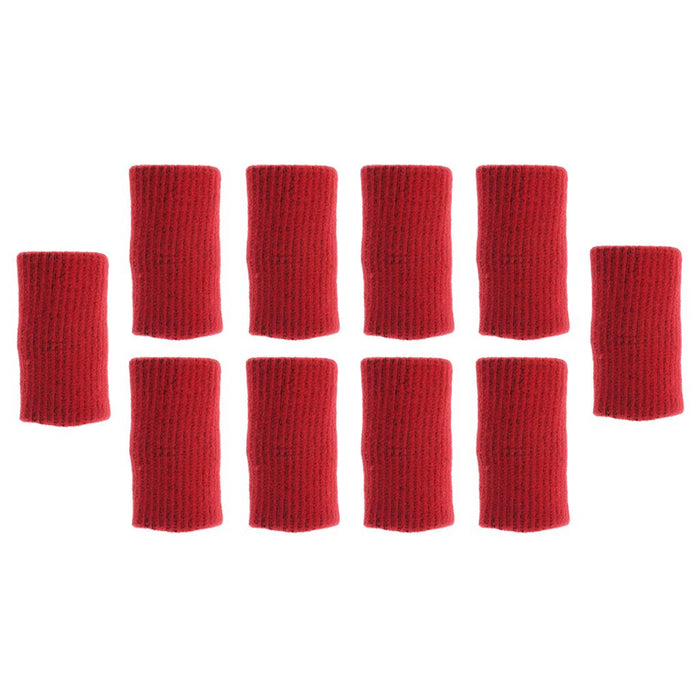 Crofta 10 Pieces Sports Elastic Finger Brace Splint Sleeves Support Protector Red