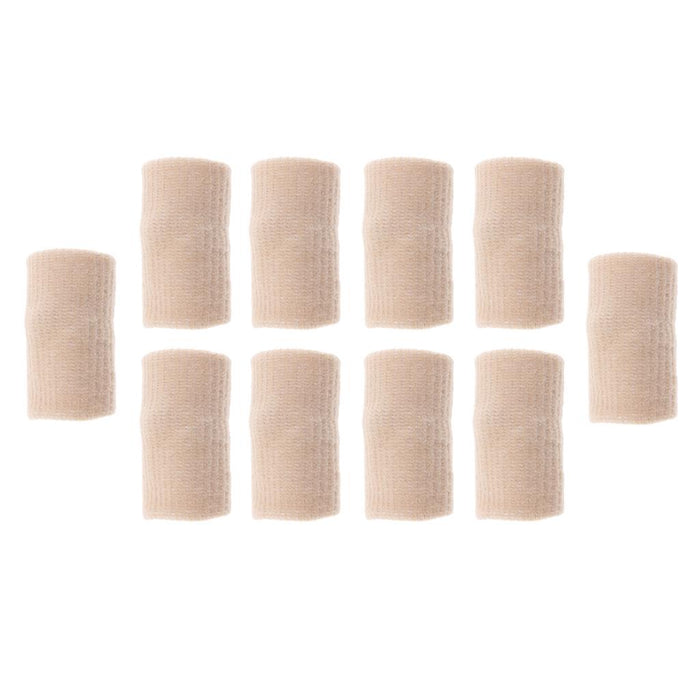 Crofta 10 Pieces Sports Elastic Finger Brace Splint Sleeves Support Protector Beige