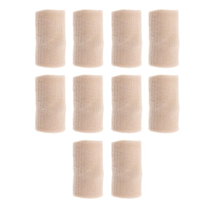 Crofta 10 Pieces Sports Elastic Finger Brace Splint Sleeves Support Protector Beige