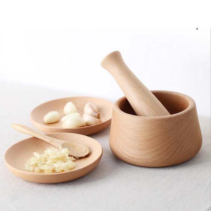 Crofta Wood Mortar and Pestle Spice Herb Grinder Mixing Grinding Bowl Crusher Set