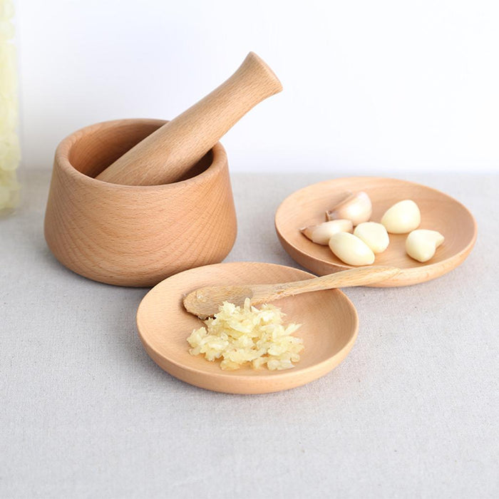 Crofta Wood Mortar and Pestle Spice Herb Grinder Mixing Grinding Bowl Crusher Set