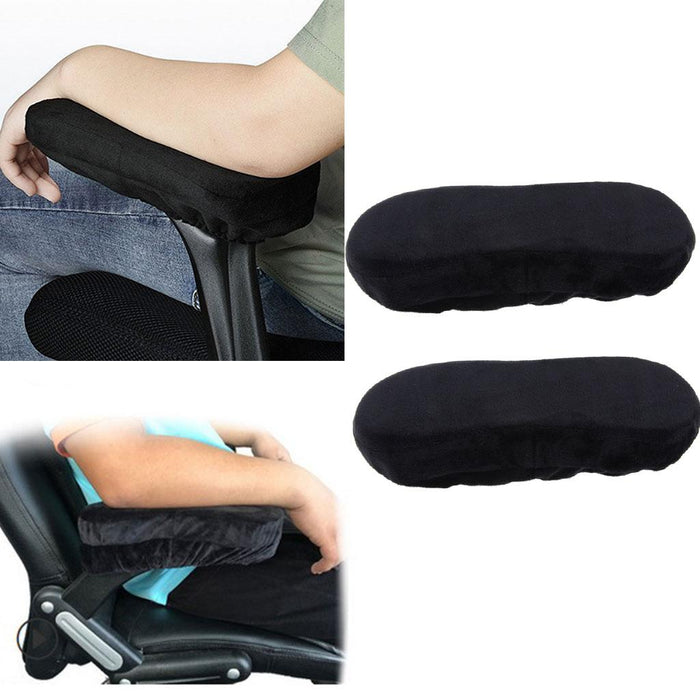 1 Pair Comfort Armrest Cushion Pad Elbow Pillow Office Chair Arm Rest Cover Support Black