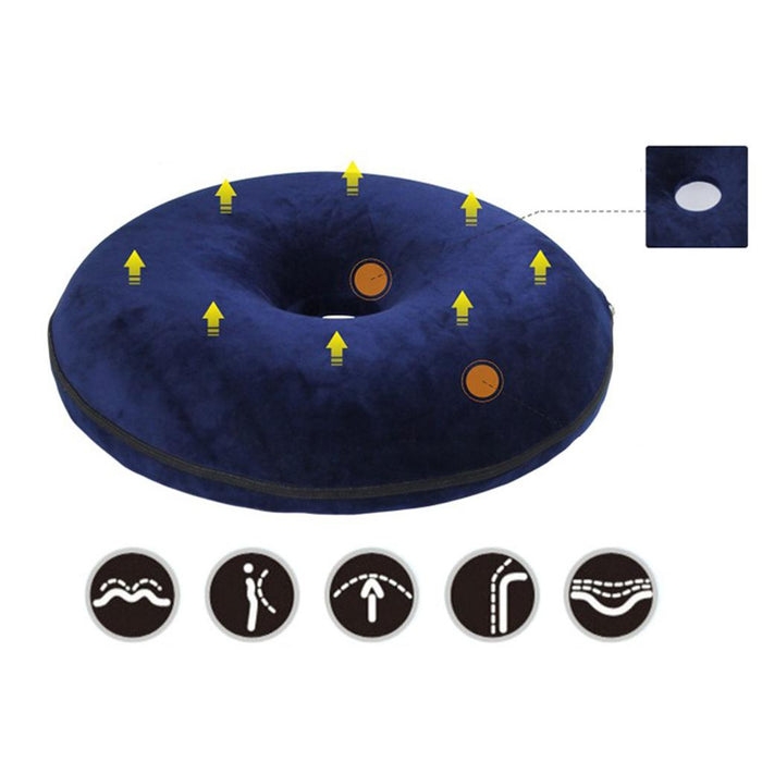 Crofta Donut Seat Cushion Hemorrhoid Coccyx Tailbone Support Pillow Pad Dark Blue