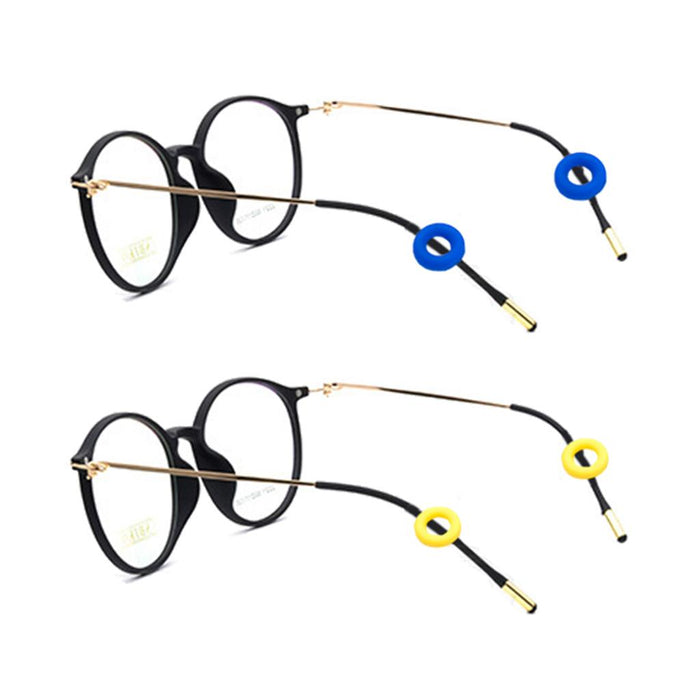 Crofta 2 Pairs Anti Slip Silicone Ear Hooks Holder for Glasses Yellow Dark Blue