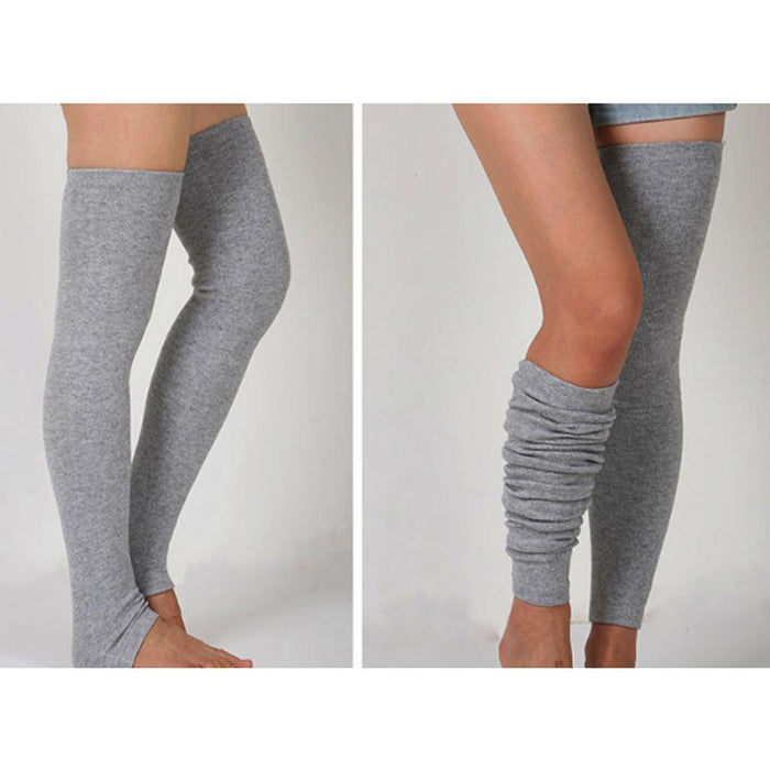 Crofta 1 Pair Women Winter Over Knee Footless Socks Leg Warmer Sleeves  Gray