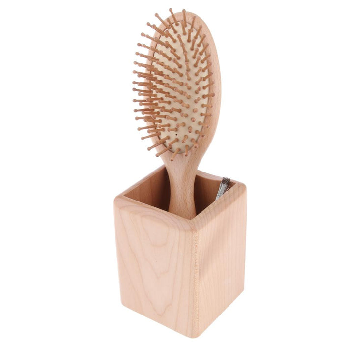 Crofta Wooden Paddle Brush Storage bucket and Cleaner Kit For Men Women Kid Hair 02