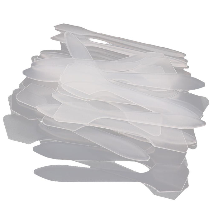 Crofta 100Pcs White Plastic Disposable Cosmetic Spatulas Spoons for Mixing&Sampling