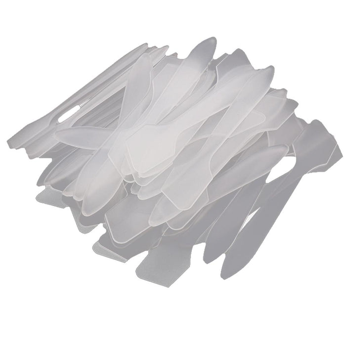 Crofta 100Pcs White Plastic Disposable Cosmetic Spatulas Spoons for Mixing&Sampling