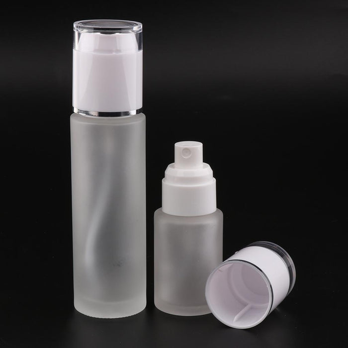 2 Pieces Glass spray Bottles Refillable Cosmetic Container 30ml/80ml White