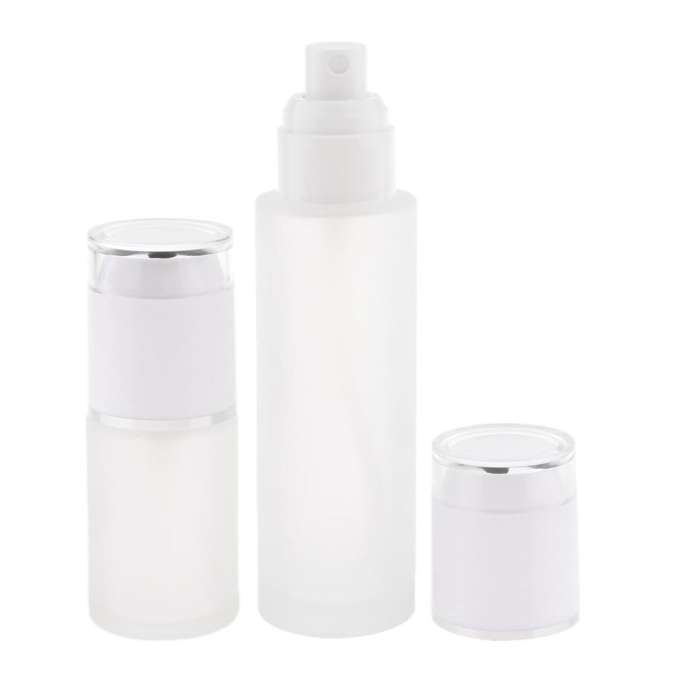 2 Pieces Glass spray Bottles Refillable Cosmetic Container 30ml/80ml White