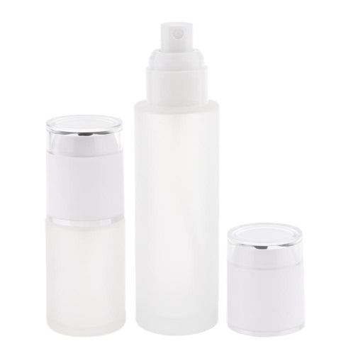 2 Pieces Glass spray Bottles Refillable Cosmetic Container 30ml/80ml White