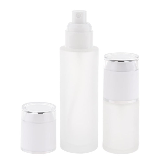 2 Pieces Glass spray Bottles Refillable Cosmetic Container 30ml/80ml White