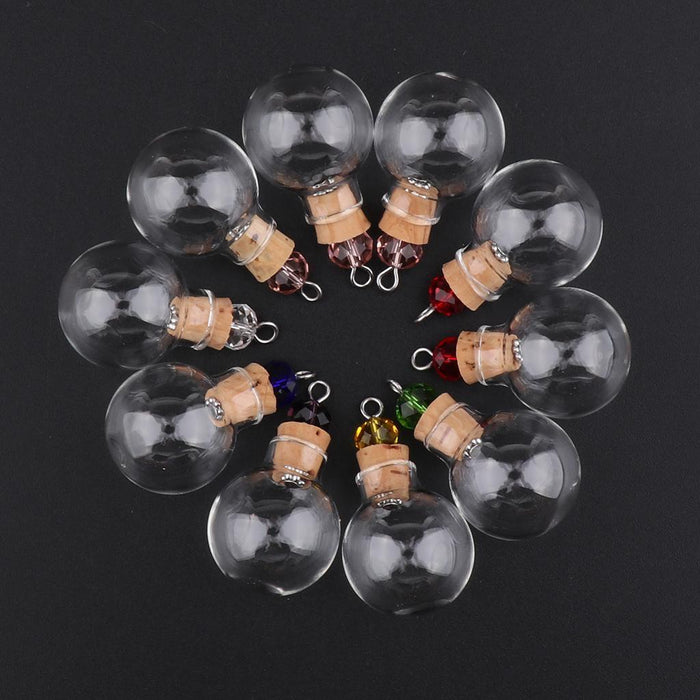 10 Pieces 4ml Mini Empty Glass Wishing Bottles Perfume Jars with Screw Cork Stopper for DIY Necklace Pendant Arts & Crafts Projects Party Favors