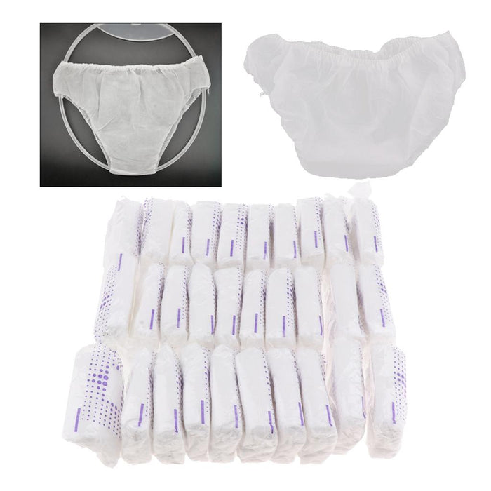 30 Pieces Non Woven Disposable Underwear Travel Panties for Women Men White