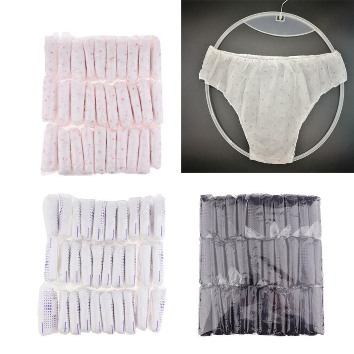 30 Pieces Non Woven Disposable Underwear Travel Panties for Women Men White