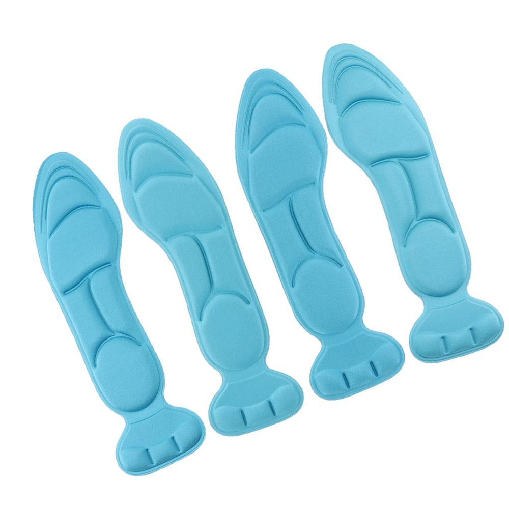 Crofta 2 Pairs Non-Slip Sponge Massage Insole with Heel Cushion Insert Unisex Blue