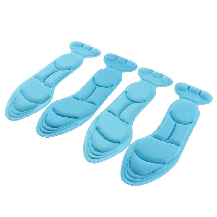 Crofta 2 Pairs Non-Slip Sponge Massage Insole with Heel Cushion Insert Unisex Blue