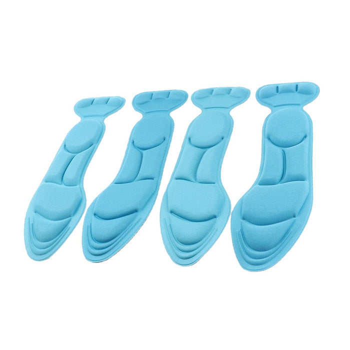 Crofta 2 Pairs Non-Slip Sponge Massage Insole with Heel Cushion Insert Unisex Blue