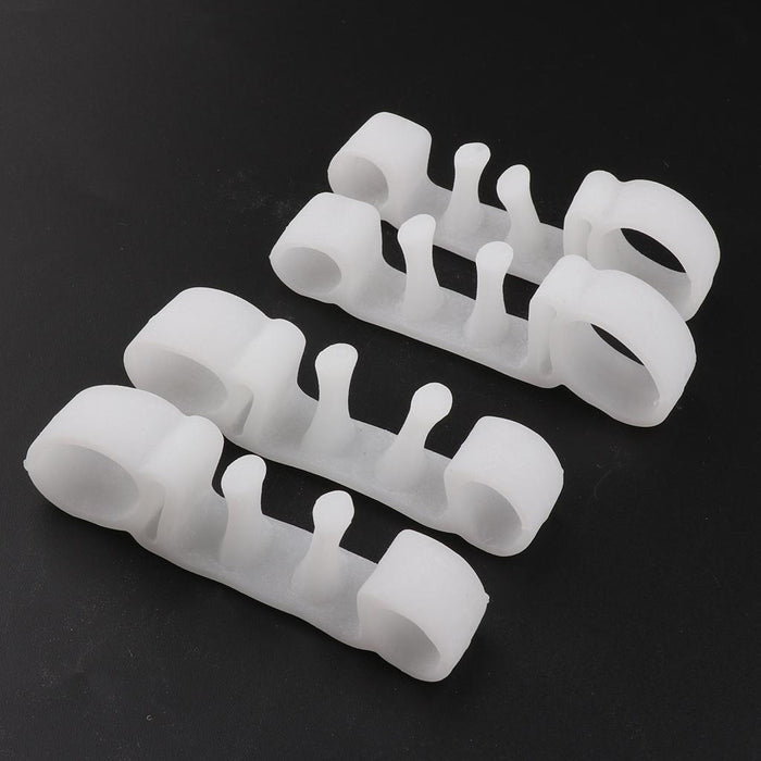 Crofta 2 Pair Elastic Silicone Gel Toe Hallux Valgus Separators Straighteners White