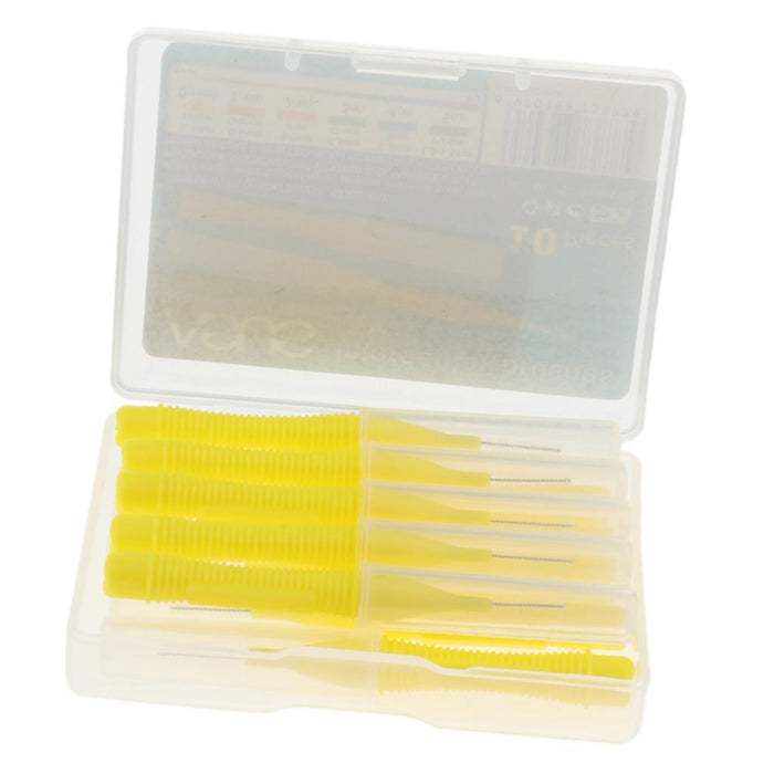 Crofta 10 Pieces Interdental Brush Toothpick Floss Teeth Cleaner Oral Care Yellow