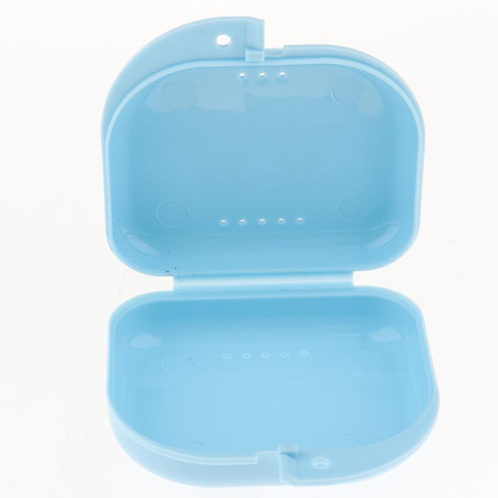 Crofta 2 Denture Storage Container Mouth Guard Case Orthodontic Retainer Box Blue