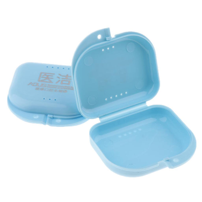 Crofta 2 Denture Storage Container Mouth Guard Case Orthodontic Retainer Box Blue