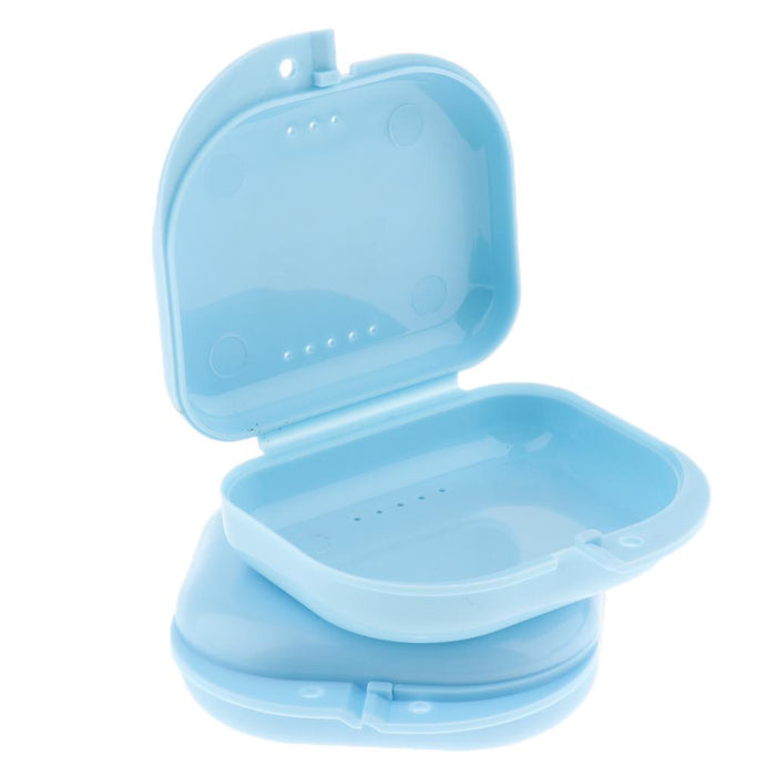 Crofta 2 Denture Storage Container Mouth Guard Case Orthodontic Retainer Box Blue