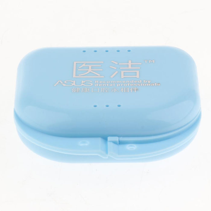 Crofta 2 Denture Storage Container Mouth Guard Case Orthodontic Retainer Box Blue